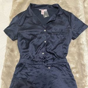 Victoria’s Secret navy  satin romper pajamas